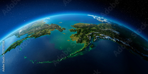 Highly detailed Earth. Chukotka, Alaska and the Bering Strait photo