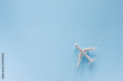 White airplane model on blu...