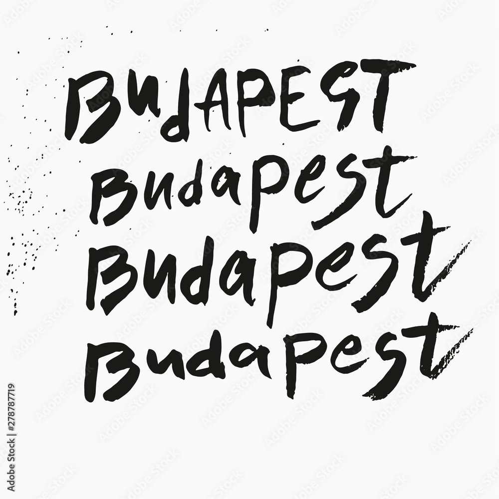 Budapest. Handwritten. Set of inscriptions with ink and a careless brush. Vector template for travel agency. Travel around Europe, Hungary, Budapest. Budapest. Handwritten. Set of inscriptions with ink and a careless brush. Vector template for travel agency. Travel around Europe, Hungary, Budapest.