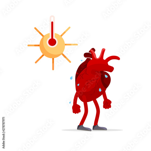 Heat stroke symptoms and prevention. During overheating and methods of protection on a hot summer day.