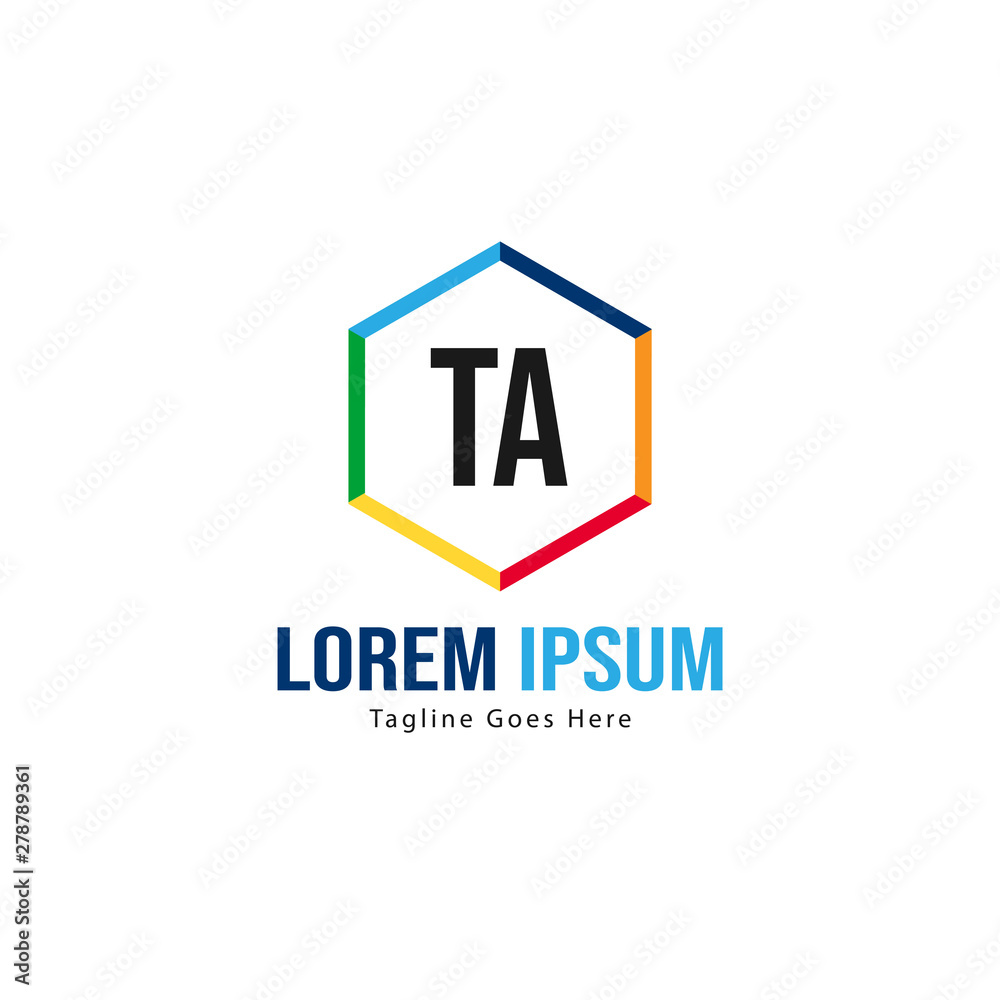 Initial TA logo template with modern frame. Minimalist TA letter logo vector illustration