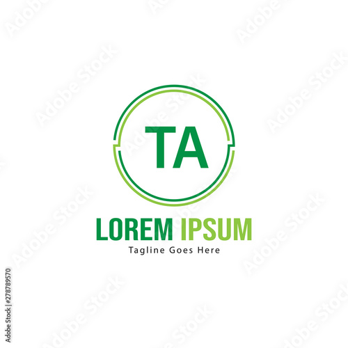 Initial TA logo template with modern frame. Minimalist TA letter logo vector illustration
