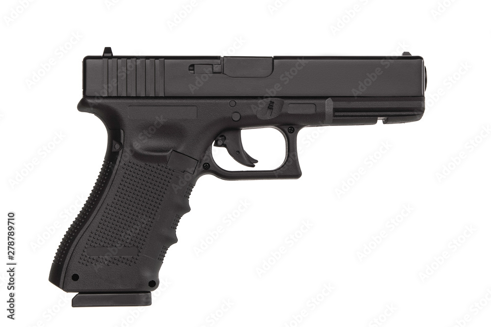 Black gun pistol isolated on white Black gun pistol isolated on white