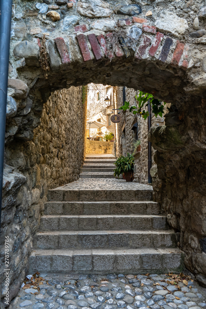 Naklejka premium Landscape medieval village Besalu, Catalonia, Spain