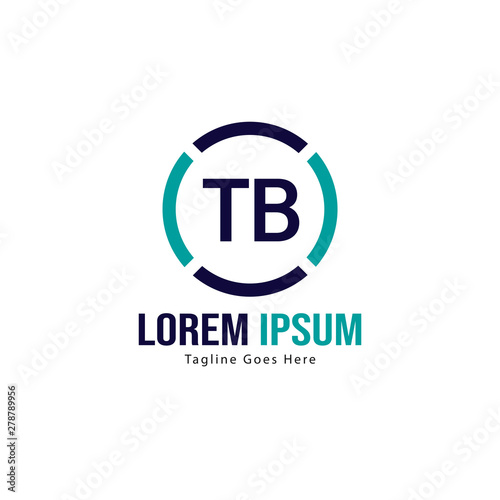 Initial TB logo template with modern frame. Minimalist TB letter logo vector illustration