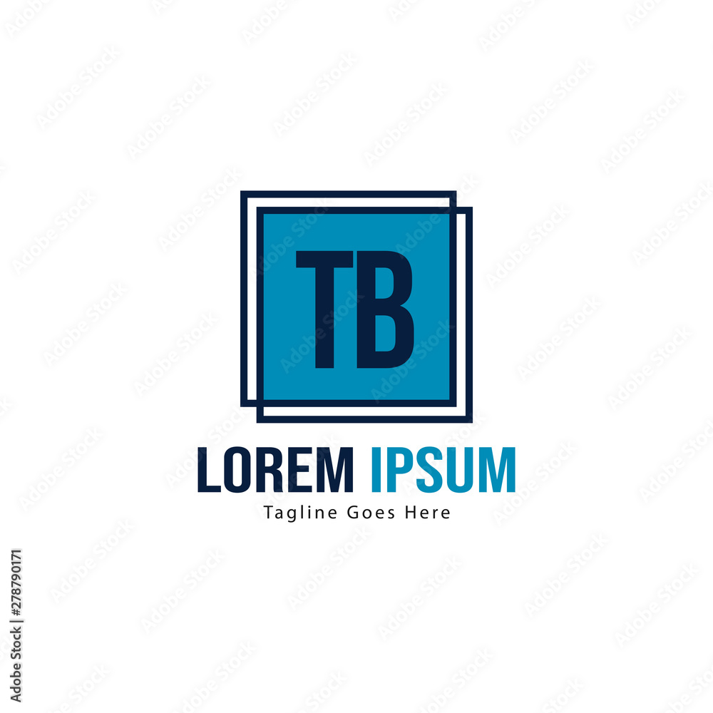 Initial TB logo template with modern frame. Minimalist TB letter logo vector illustration