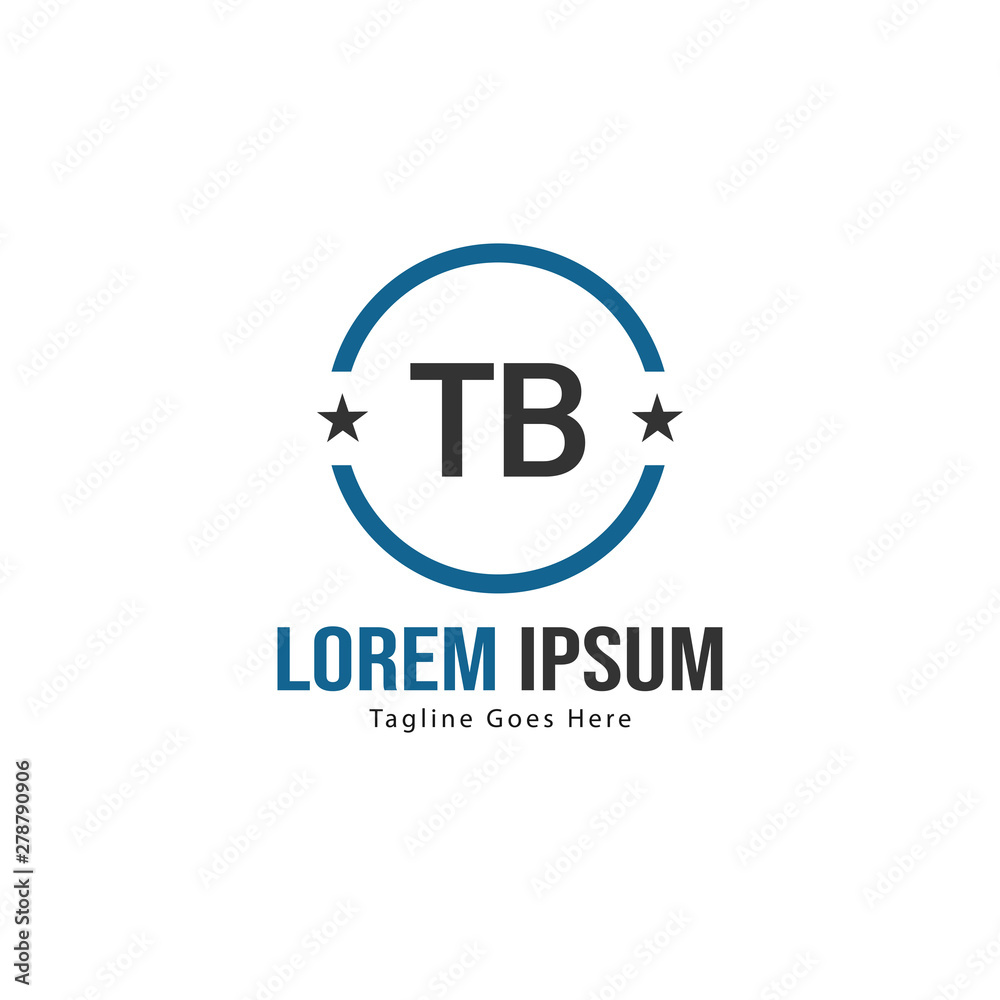 Initial TB logo template with modern frame. Minimalist TB letter logo vector illustration