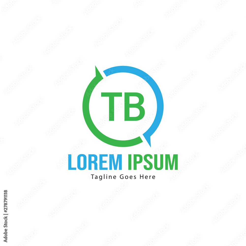 Initial TB logo template with modern frame. Minimalist TB letter logo vector illustration Initial TB logo template with modern frame. Minimalist TB letter logo vector illustration
