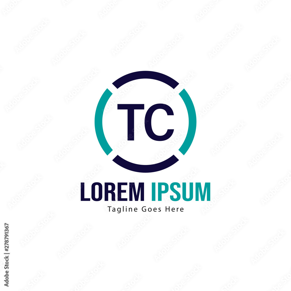 Initial TC logo template with modern frame. Minimalist TC letter logo vector illustration