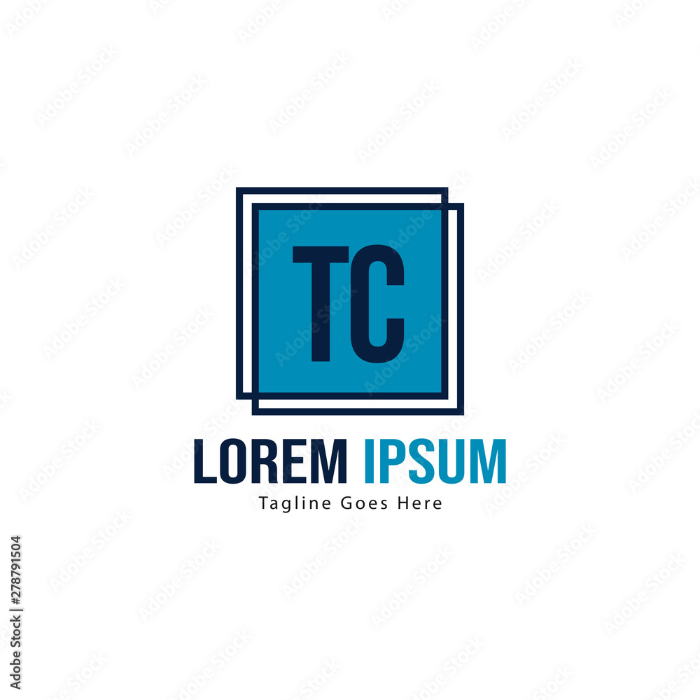 Initial TC logo template with modern frame. Minimalist TC letter logo vector illustration