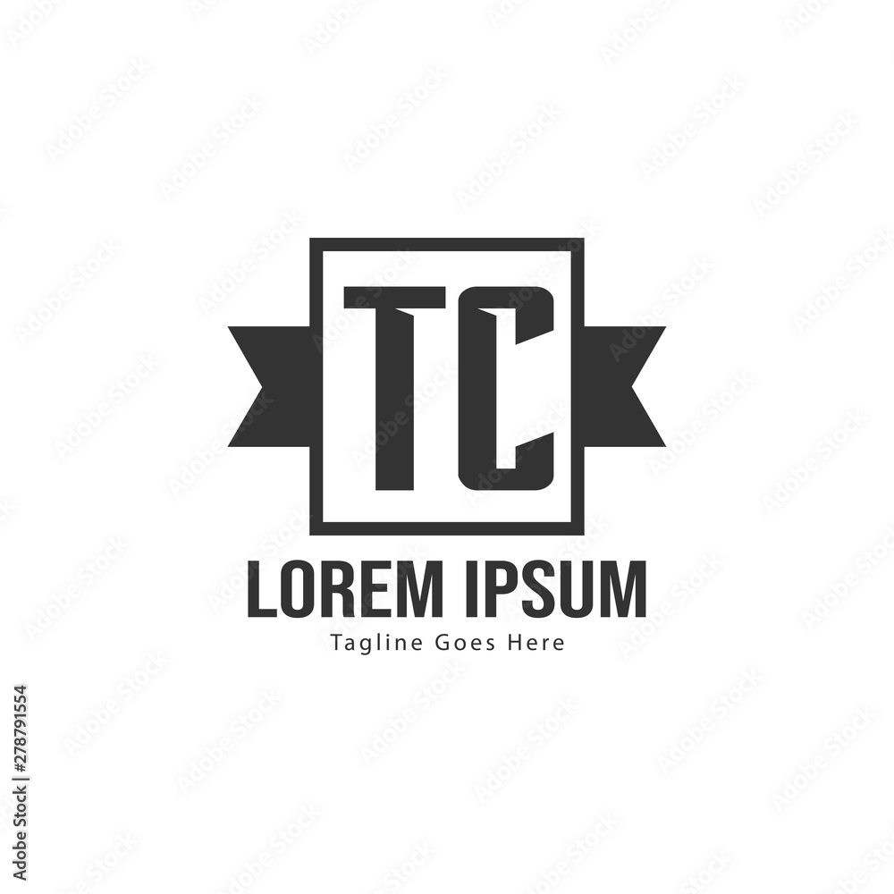 Initial TC logo template with modern frame. Minimalist TC letter logo vector illustration