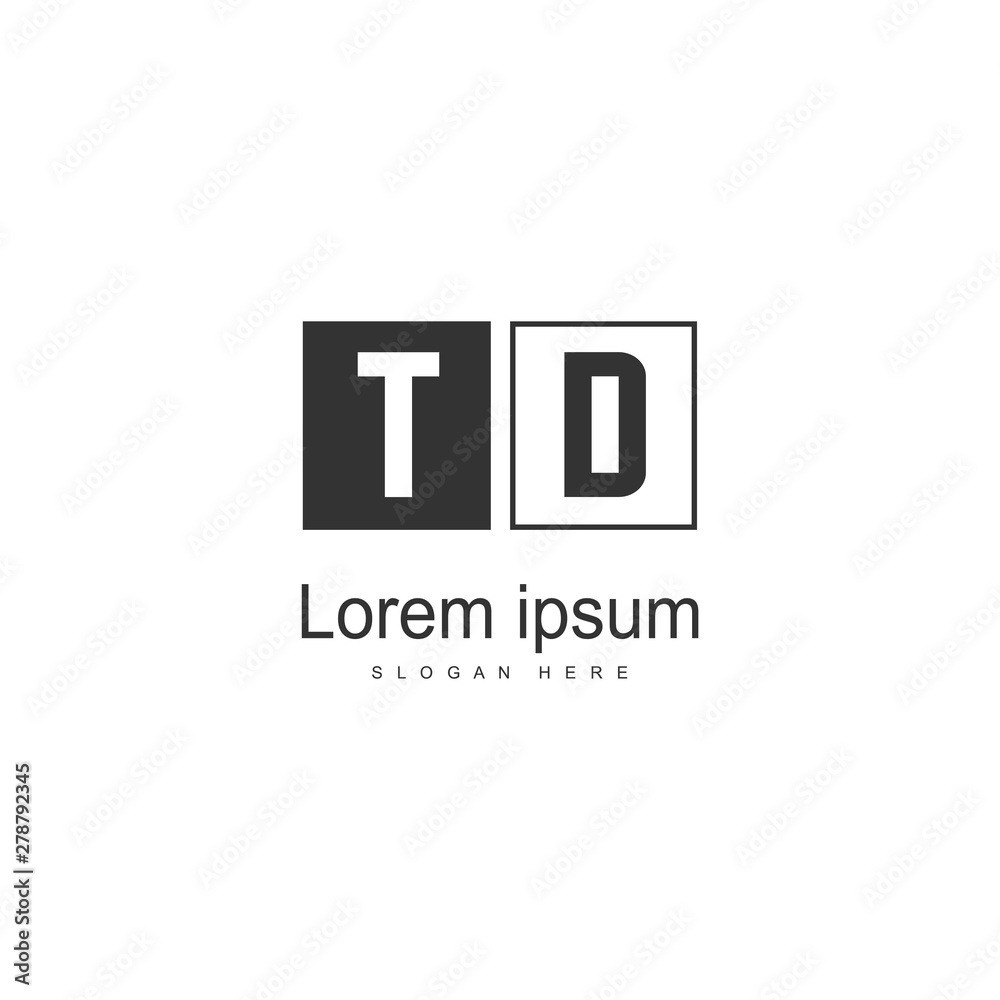Initial TD logo template with modern frame. Minimalist TD letter logo vector illustration Initial TD logo template with modern frame. Minimalist TD letter logo vector illustration