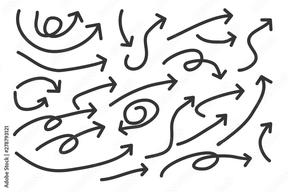 black hand drawn arrows set icon template color editable. Art design ...