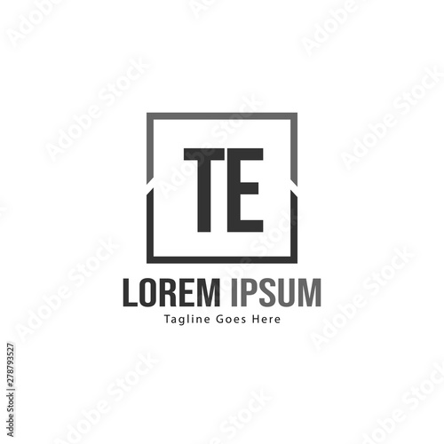 Initial TE logo template with modern frame. Minimalist TE letter logo vector illustration