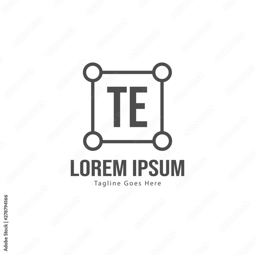 Initial TE logo template with modern frame. Minimalist TE letter logo vector illustration