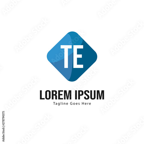 Initial TE logo template with modern frame. Minimalist TE letter logo vector illustration