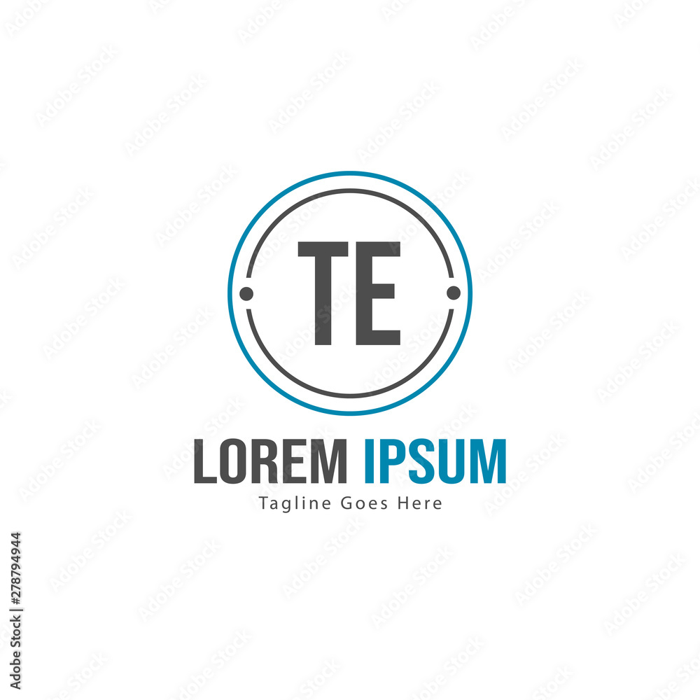 Fototapeta premium Initial TE logo template with modern frame. Minimalist TE letter logo vector illustration