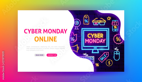 Cyber Monday Online Neon Landing Page