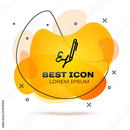 Black Signature line icon isolated on white background. Pen and undersign, underwrite, ratify symbol. Fluid color banner. Vector Illustration