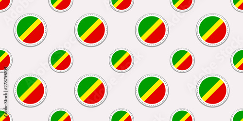 Congo round flag seamless pattern. Congolese background. Vector circle icons. Geometric symbols. Texture for sports pages, competition, games. travelling, design elements. patriotic wallpaper. photo