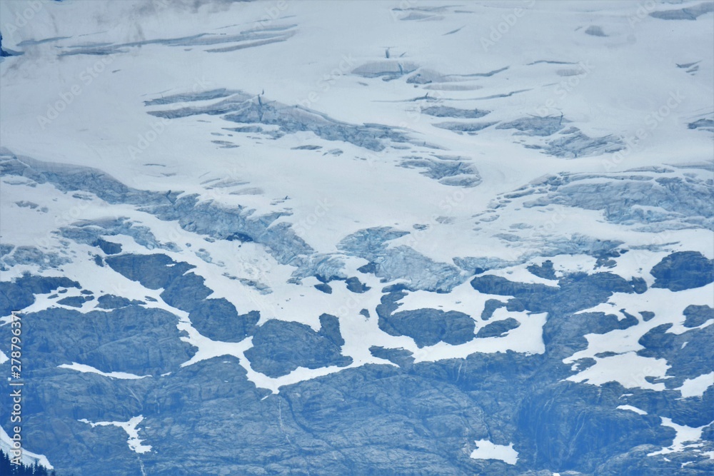 A view of blue color glacier edge. Tantalus ridge  BC Cnada