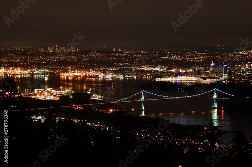 A night view of Vancouver . Cypress viewpoint BC Canada