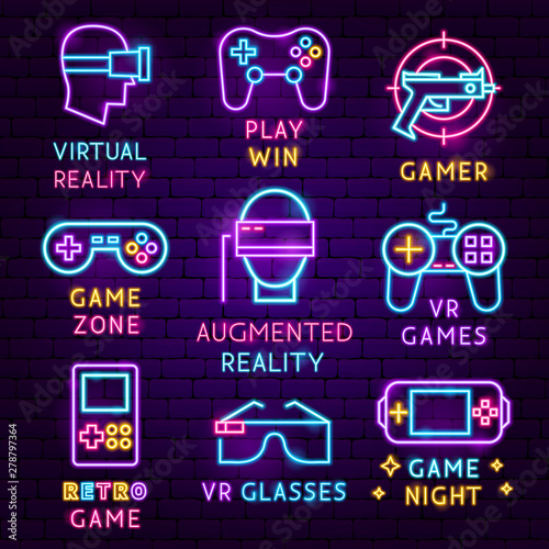 VR Games Neon Label Set