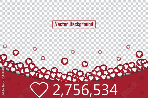 Counter Notification Icon on transparent background. Follower. Icon likes symbol, button, ui, web. Social media likes. Vector illustration