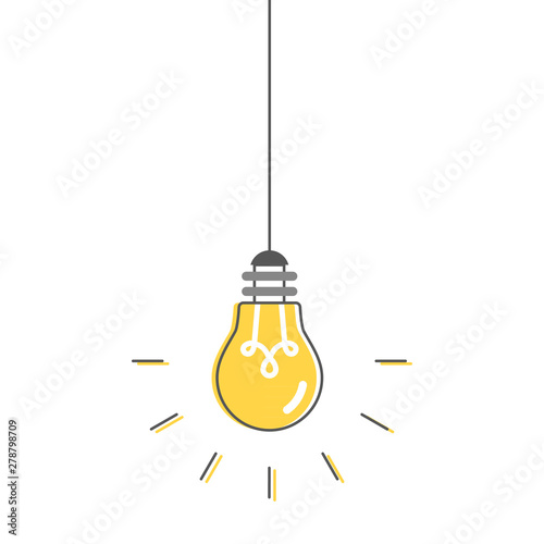 Light bulb hanging. Vector illustration, flat design