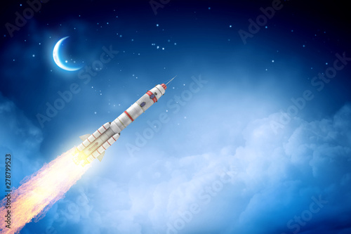 Wallpaper Mural Rocket in the sky. Mixed media Torontodigital.ca