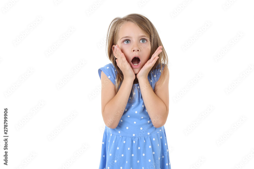 Emotional little girl isolated on white background Emotional little girl isolated on white background