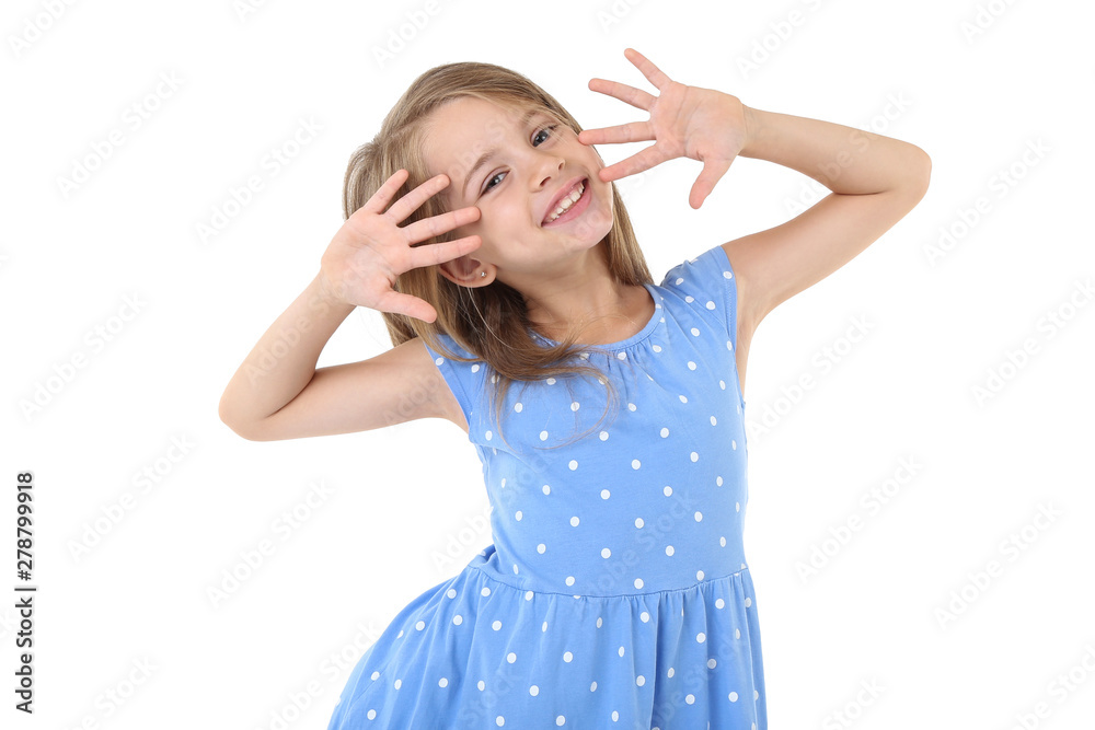 Emotional little girl isolated on white background Emotional little girl isolated on white background