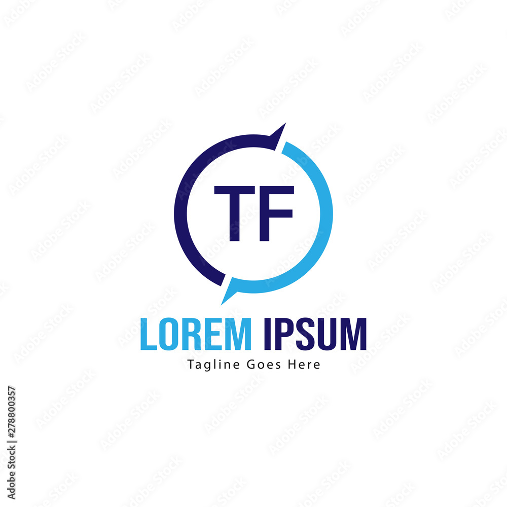 Initial TF logo template with modern frame. Minimalist TF letter logo vector illustration Initial TF logo template with modern frame. Minimalist TF letter logo vector illustration