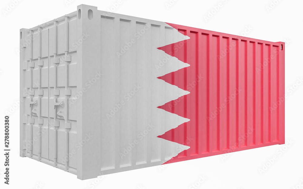 3D Illustration of Cargo Container with Bahrain Flag 3D Illustration of Cargo Container with Bahrain Flag