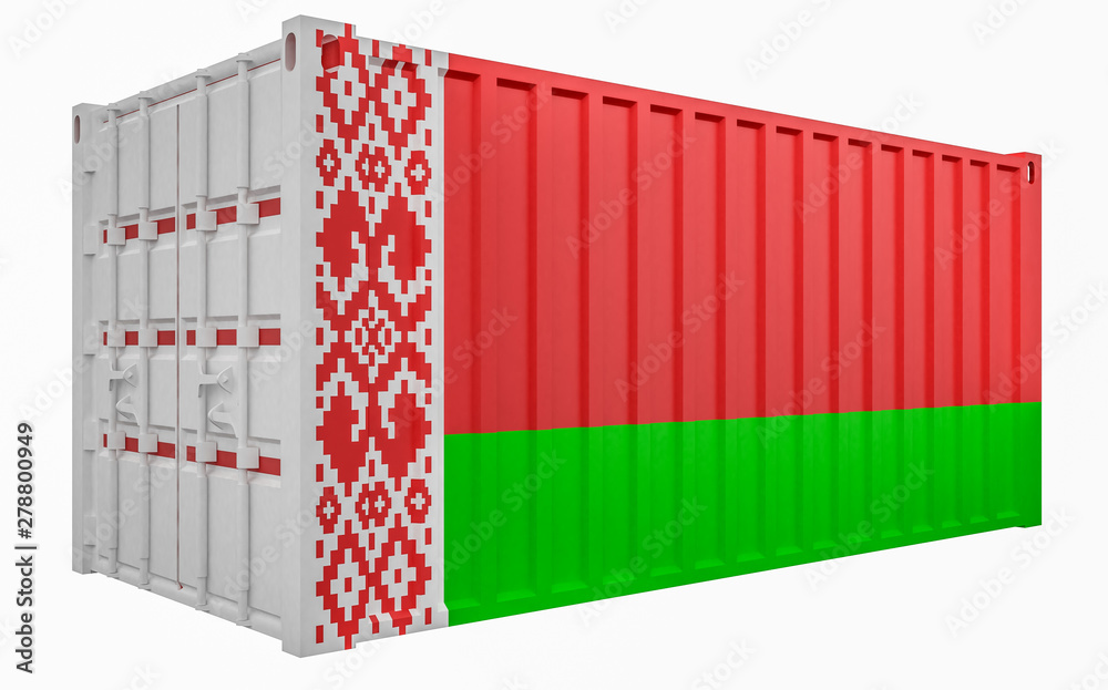 3D Illustration of Cargo Container with Belarus Flag 3D Illustration of Cargo Container with Belarus Flag
