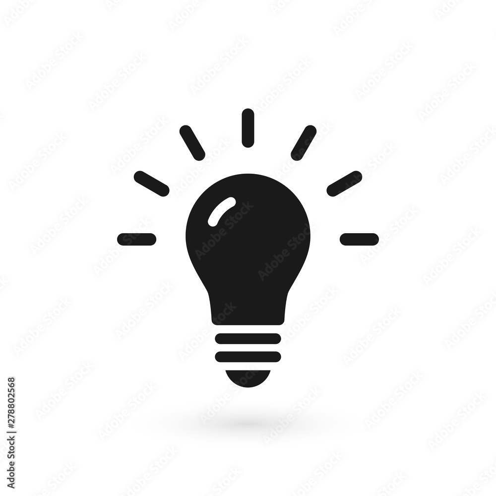 Light bulb glowing icon. Isolated electric lamp on white background. Vector illustration, flat design Light bulb glowing icon. Isolated electric lamp on white background. Vector illustration, flat design