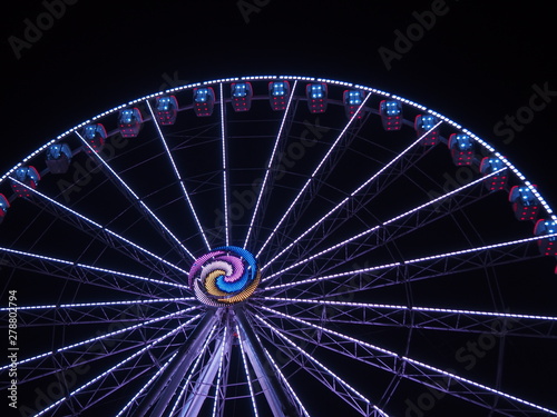 Illuminated Ferris Wheel  Szczecin Poland  July 2019 