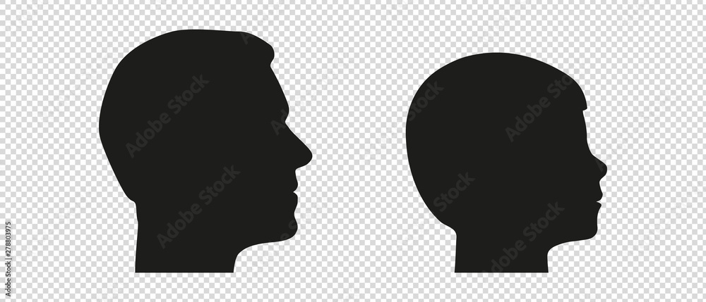 Head Silhouette From Father And Son - Man And Boy Vector Edition - Isolated On Transparent Background Head Silhouette From Father And Son - Man And Boy Vector Edition - Isolated On Transparent Background