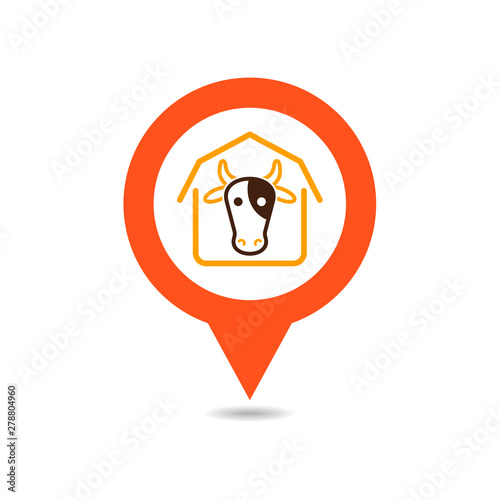 Cowshed vector pin map icon