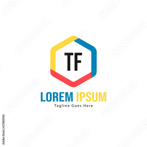 Initial TF logo template with modern frame. Minimalist TF letter logo vector illustration