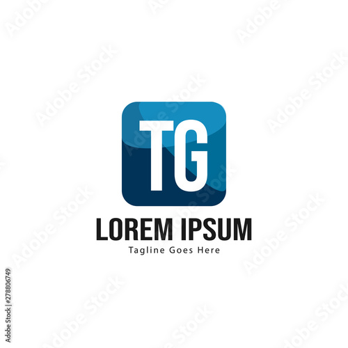 Initial TG logo template with modern frame. Minimalist TG letter logo vector illustration