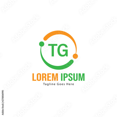 Initial TG logo template with modern frame. Minimalist TG letter logo vector illustration