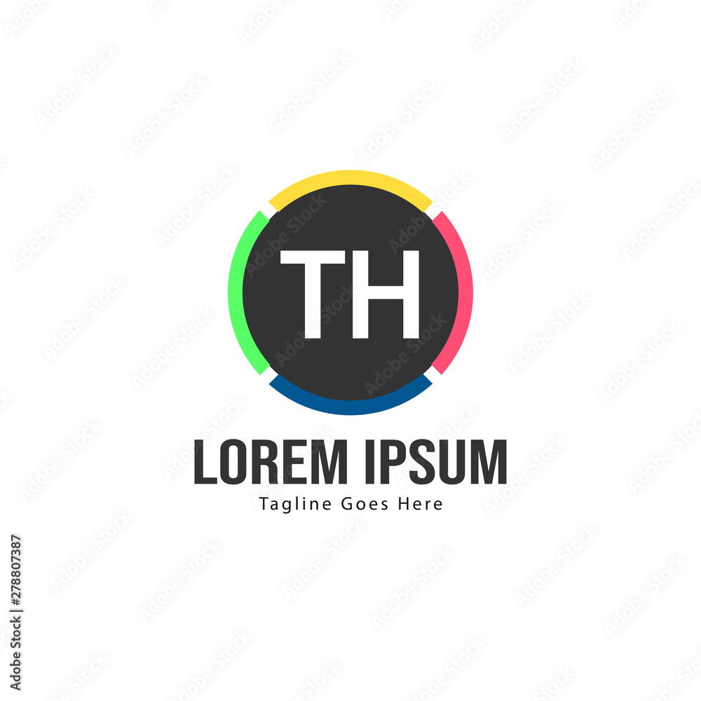Fototapeta premium Initial TH logo template with modern frame. Minimalist TH letter logo vector illustration