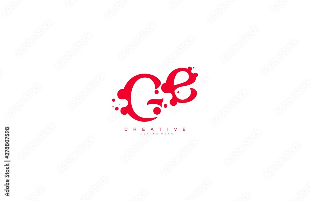 creative letter GE with dots shape trendy abstract logo design