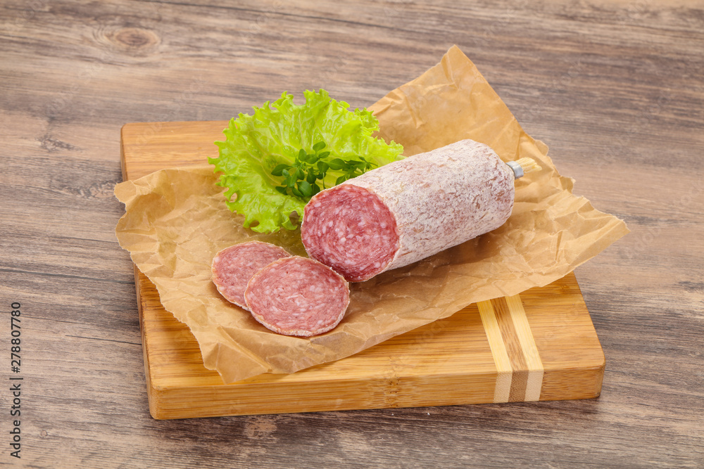 Italian dry Saliami pork sausage Italian dry Saliami pork sausage