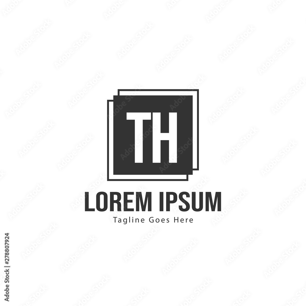 Initial TH logo template with modern frame. Minimalist TH letter logo vector illustration