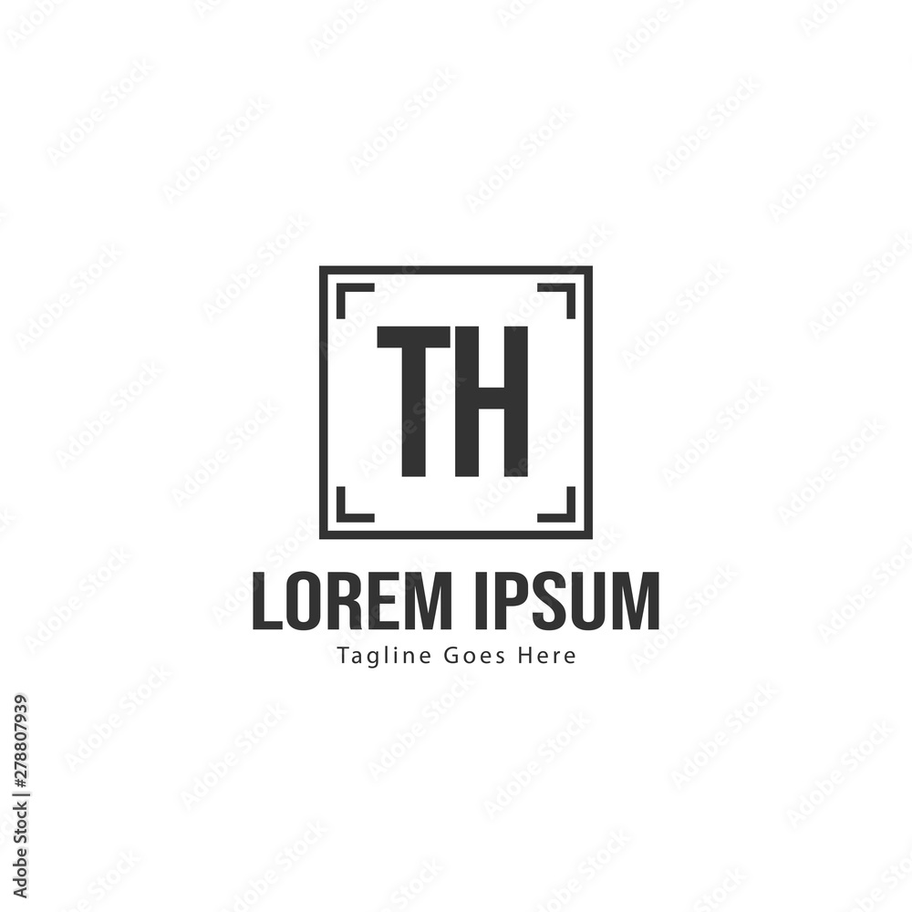 Initial TH logo template with modern frame. Minimalist TH letter logo vector illustration
