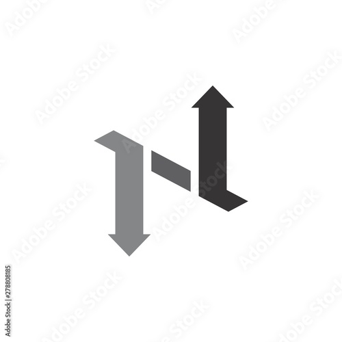 Letter N with up and down arrow logo design vector