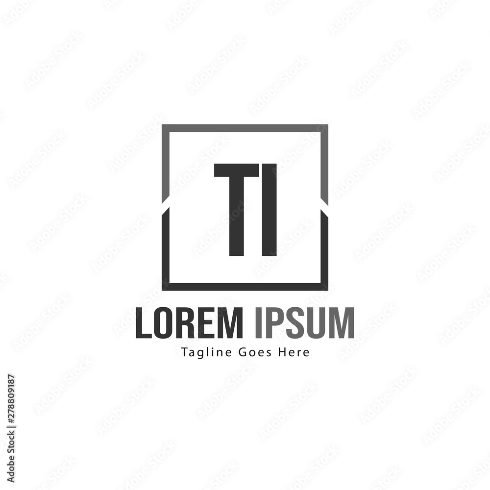 Initial TI logo template with modern frame. Minimalist TI letter logo vector illustration
