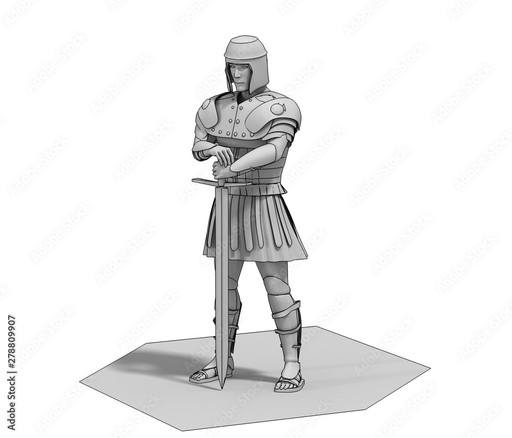 3D rendering, warrior character, illustration